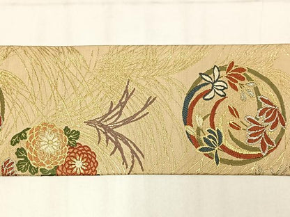 平和屋着物◎九寸名古屋帯　唐織　花丸文　金銀糸　正絹　逸品　AABM2771bw