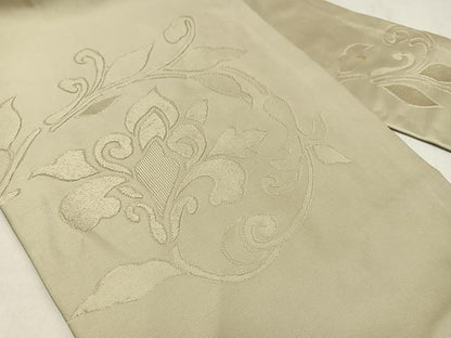 平和屋着物◎九寸名古屋帯　唐織　花唐草文　正絹　逸品　AABM2778bw