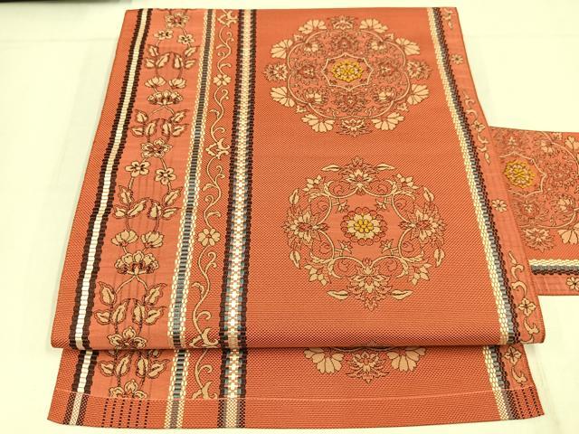 平和屋着物◎本場筑前博多織　八寸名古屋帯　花間道　正絹　逸品　AABM2781bw