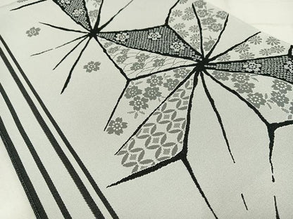 平和屋着物◎八寸名古屋帯　麻の葉文様　AABM2785bw