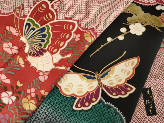 平和屋着物●森英恵・HANAE MORI　振袖　花蝶文　暈し染め　正絹　逸品　AABM2969ck