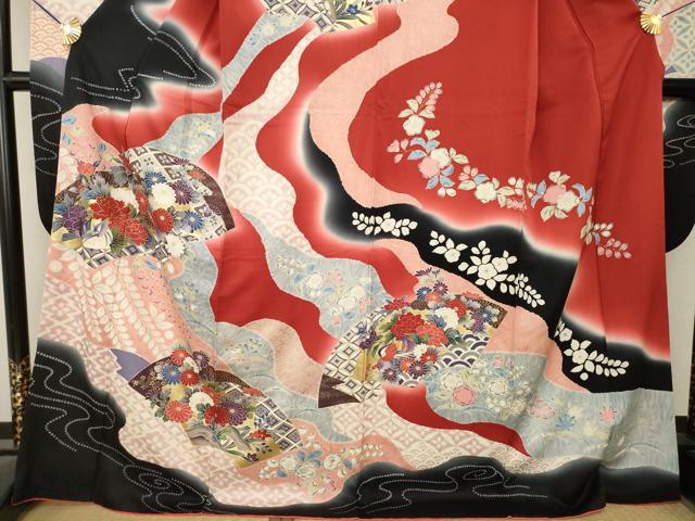 平和屋着物●豪華振袖　駒刺繍　鴛鴦花文　正絹　逸品　AABM2970ck