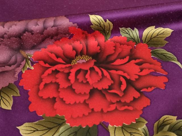 平和屋着物●豪華振袖　草花文　暈し染め　ロング丈　正絹　逸品　AABM2972ck