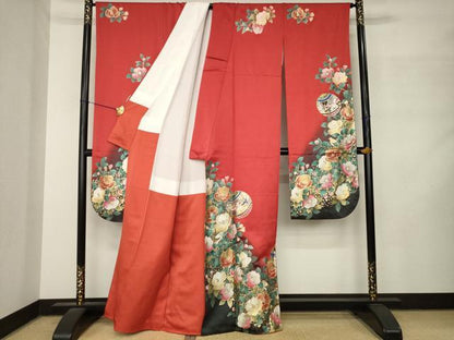 平和屋着物●豪華振袖　花鳥地紋　暈し染め　金彩　正絹　逸品　AABM2978ck