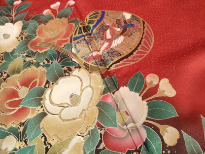 平和屋着物●豪華振袖　花鳥地紋　暈し染め　金彩　正絹　逸品　AABM2978ck
