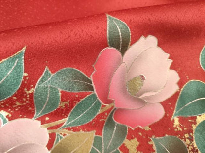 平和屋着物●豪華振袖　花鳥地紋　暈し染め　金彩　正絹　逸品　AABM2978ck
