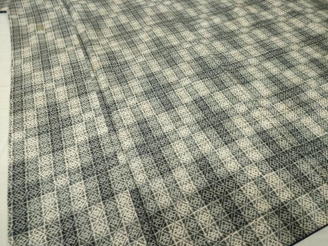 平和屋着物●上質な紬　格子　伊勢丹扱い　正絹　逸品　AABM2988ck