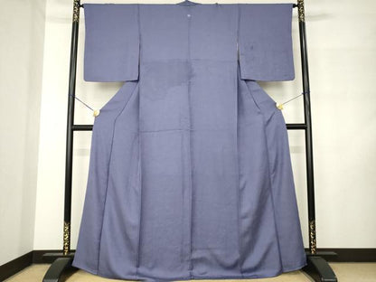 平和屋着物●上質な色無地　小花地紋　濃鼠色　正絹　逸品　AABM2991ck