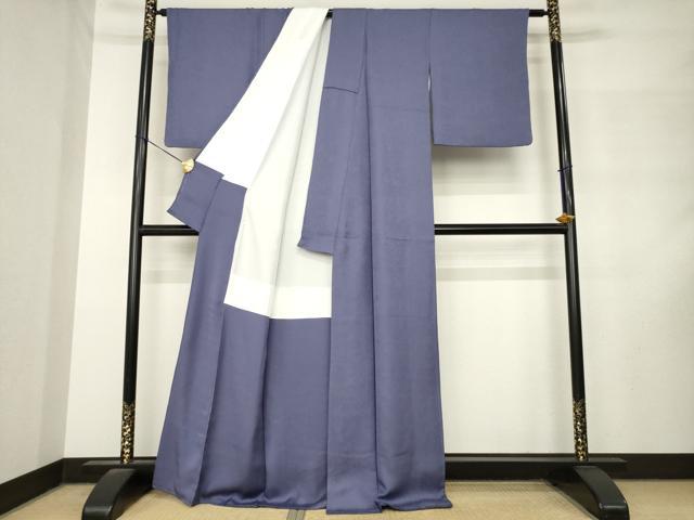 平和屋着物●上質な色無地　小花地紋　濃鼠色　正絹　逸品　AABM2991ck