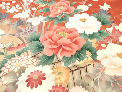 平和屋着物●豪華振袖　刺繍　花車文　暈し染め　金銀彩　金糸　正絹　逸品　AABM2993ck