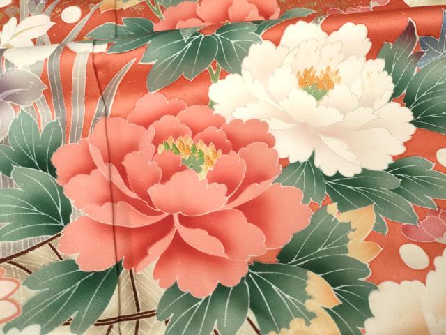 平和屋着物●豪華振袖　刺繍　花車文　暈し染め　金銀彩　金糸　正絹　逸品　AABM2993ck