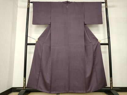 平和屋着物●上質な色無地　霞地紋　似せ紫色　正絹　逸品　AABM2994ck