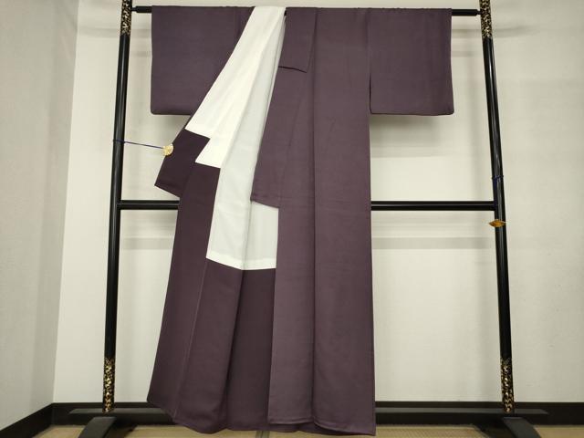 平和屋着物●上質な色無地　霞地紋　似せ紫色　正絹　逸品　AABM2994ck