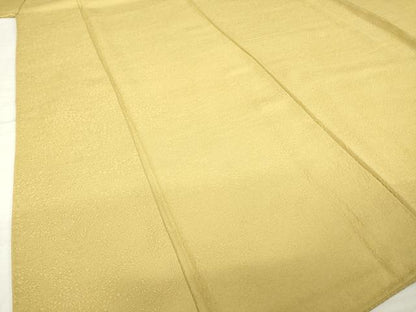 平和屋着物●上質な色無地　吉祥地紋　黄橡色　正絹　逸品　AABM2995ck