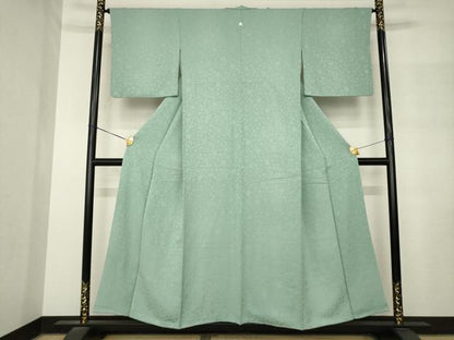 平和屋着物●上質な色無地　花唐草地紋　利休鼠色　正絹　逸品　AABM2997ck