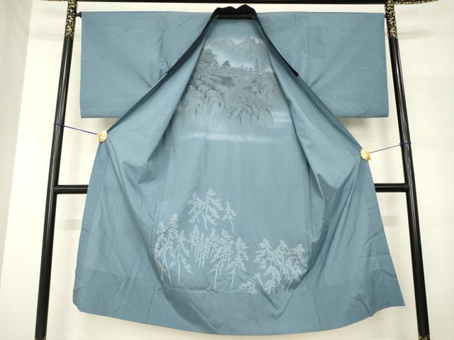 平和屋着物●男性　長襦袢　無双仕立て　風景文　洗える着物　AABM2998ck