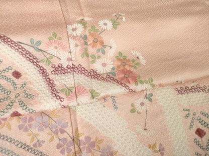 平和屋着物●訪問着　絞り　刺繍　枝垂れ流水花文　正絹　逸品　AABM3008ck