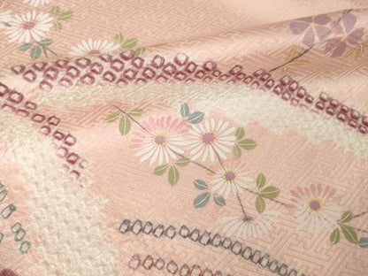 平和屋着物●訪問着　絞り　刺繍　枝垂れ流水花文　正絹　逸品　AABM3008ck