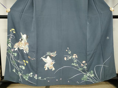 平和屋着物●京友禅作家　倉田泰波　訪問着　童子　正絹　逸品　AABM3017ck