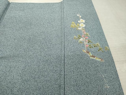 平和屋着物●本加賀友禅作家　茶谷孝志　小紋　霞文　たたき染め　正絹　逸品　AABM3020ck