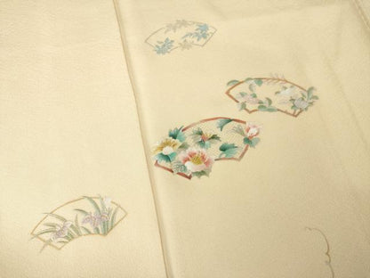 平和屋着物●訪問着　総刺繍　地紙花文　暈し染　正絹　逸品　AABM3024ck