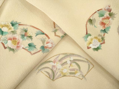 平和屋着物●訪問着　総刺繍　地紙花文　暈し染　正絹　逸品　AABM3024ck