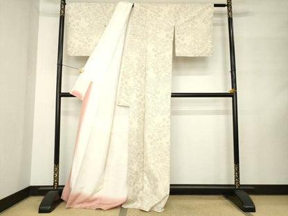 平和屋着物●結城紬　80亀甲　流水花籬文　正絹　逸品　AABM3027ck