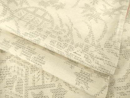 平和屋着物●結城紬　80亀甲　流水花籬文　正絹　逸品　AABM3027ck