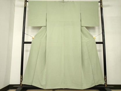 平和屋着物●上質な色無地　黄海松茶色　正絹　逸品　未使用　AABM3029ck