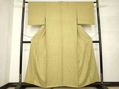平和屋着物●上質な色無地　花尽し地紋　梅幸茶色　正絹　逸品　AABM3032ck