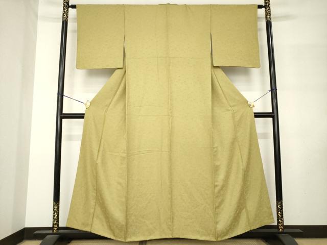 平和屋着物●上質な色無地　花尽し地紋　梅幸茶色　正絹　逸品　AABM3032ck