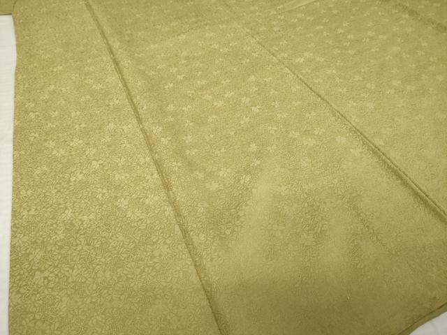 平和屋着物●上質な色無地　花尽し地紋　梅幸茶色　正絹　逸品　AABM3032ck