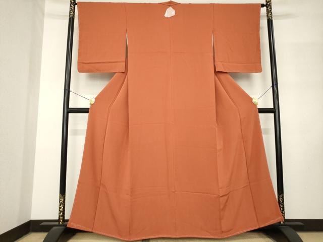 平和屋着物●ファッションデザイナー 花井幸子　色無地　樺色　やまと誂製　正絹　逸品　未使用　AABM3041ck