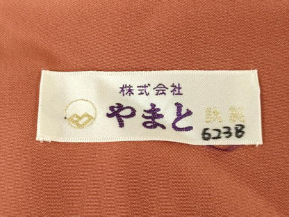 平和屋着物●ファッションデザイナー 花井幸子　色無地　樺色　やまと誂製　正絹　逸品　未使用　AABM3041ck