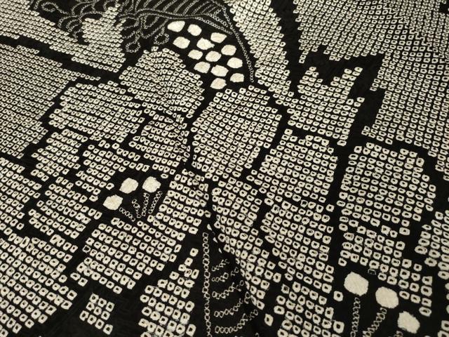 平和屋着物●豪華振袖　総絞り　草花文　黒地　正絹　逸品　AABM3043ck
