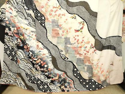 平和屋着物●豪華振袖　総絞り　飛鶴宝尽くし　暈し染め　正絹　逸品　AABM3047ck