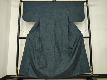 平和屋着物●本場大島紬　7マルキ　立波花文　正絹　逸品　AABM3049ck