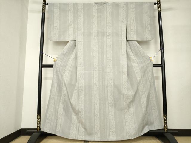 平和屋着物●本塩沢　110亀甲　花間道　正絹　逸品　AABM3052ck