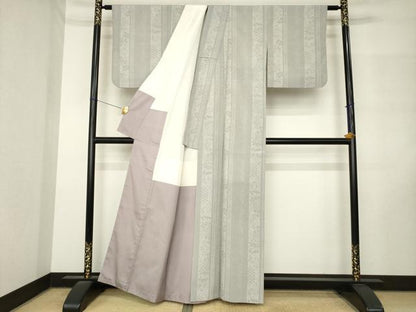 平和屋着物●本塩沢　110亀甲　花間道　正絹　逸品　AABM3052ck
