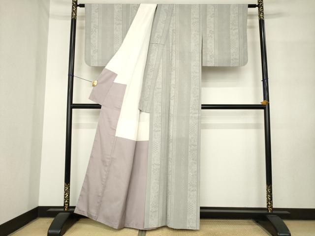 平和屋着物●本塩沢　110亀甲　花間道　正絹　逸品　AABM3052ck