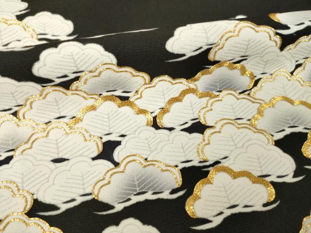 平和屋着物●豪華色留袖　作家物　駒刺繍　松　黒地　正絹　逸品　AABM3053ck