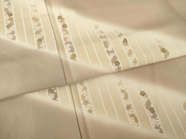 平和屋着物●訪問着　刺繍　斜縞花文　暈し染め　金糸　金彩　正絹　逸品　AABM3056ck