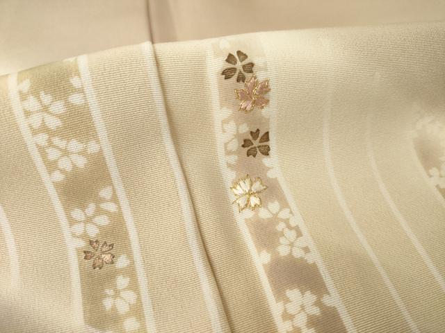 平和屋着物●訪問着　刺繍　斜縞花文　暈し染め　金糸　金彩　正絹　逸品　AABM3056ck