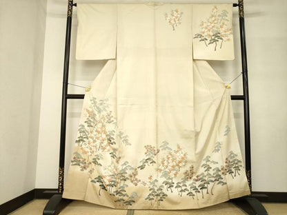 平和屋着物●本場大島紬　染大島　訪問着　枝花文　松　暈し染め　金彩　正絹　逸品　AABM3058ck