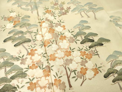 平和屋着物●本場大島紬　染大島　訪問着　枝花文　松　暈し染め　金彩　正絹　逸品　AABM3058ck