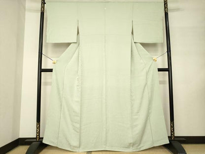 平和屋着物●上質な色無地　草花地紋　利久白茶色　正絹　逸品　AABM3059ck