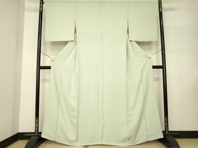 平和屋着物●上質な色無地　草花地紋　利久白茶色　正絹　逸品　AABM3059ck