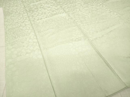 平和屋着物●上質な色無地　草花地紋　利久白茶色　正絹　逸品　AABM3059ck