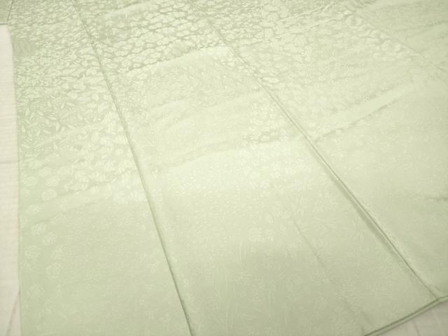 平和屋着物●上質な色無地　草花地紋　利久白茶色　正絹　逸品　AABM3059ck