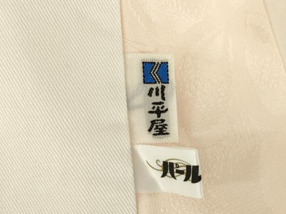 平和屋着物●振袖用長襦袢　袷　舞梅文　半衿刺繍　正絹　逸品　AABM3060ck